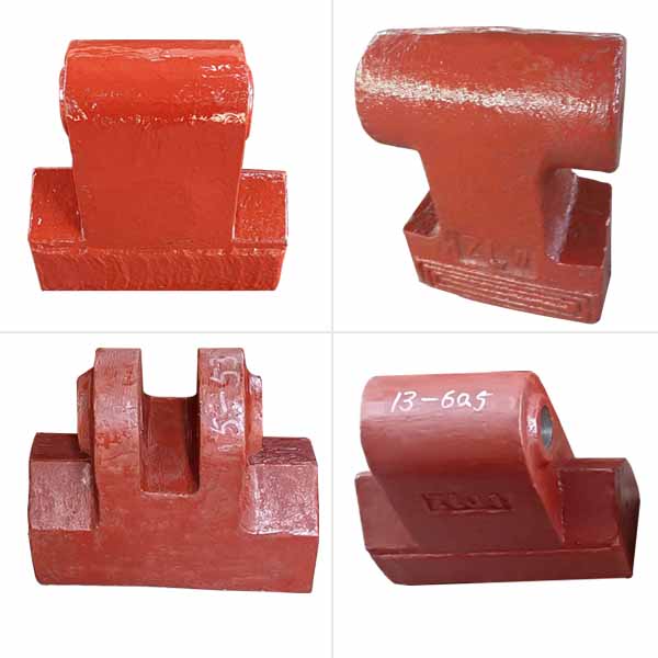 Raw material crusher hammer with precision machined bore ring and wedge shaped casting body - alloy steel for cement plant raw mill hammer crusher - ZHILI foundry