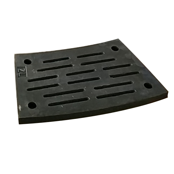 Curved slotted grate diaphragm plate with parallel elongated slot pattern and four corner bolt holes - rubber or polyurethane mill discharge grate for ball mill diaphragm assembly - ZHILI foundry