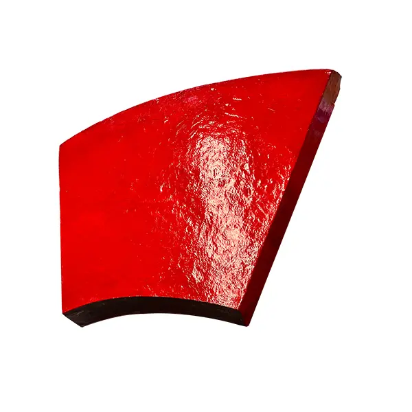 Vertical roller mill grinding table liner segment - curved arc shape high chromium steel casting with red protective coating for VRM mill table assembly - ZHILI foundry