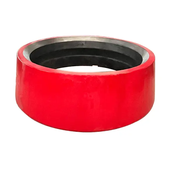 Vertical roller mill grinding roller tire - cylindrical ring shape high chromium casting with red protective coating and precision machined inner bore - ZHILI foundry