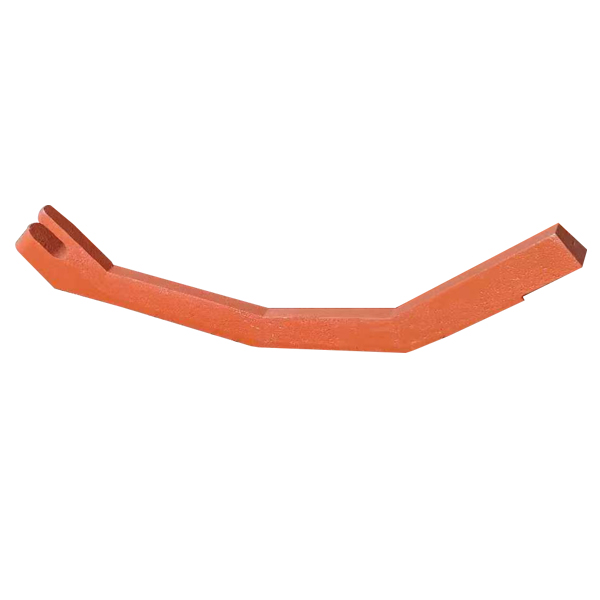 Crusher grate bar with bent angle profile and dual mounting holes - manganese steel casting for hammer mill discharge grid assembly - ZHILI foundry