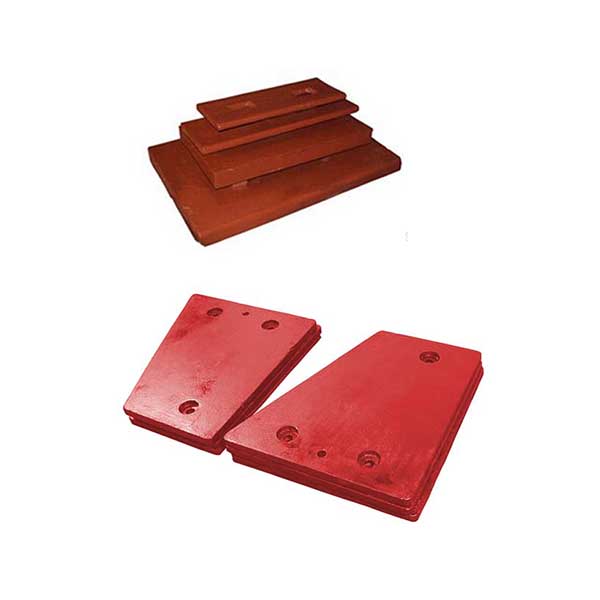 Jaw crusher cheek plate stack and toggle plate pair - high manganese steel casting in red protective coating - ZHILI foundry