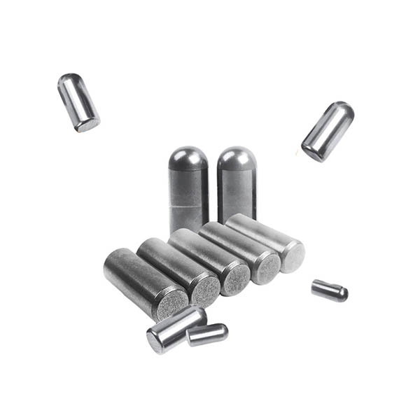Roller press studs assortment in multiple sizes - cylindrical tungsten carbide or alloy steel pins with domed and flat ends for hardfacing roller press surface welding - ZHILI foundry