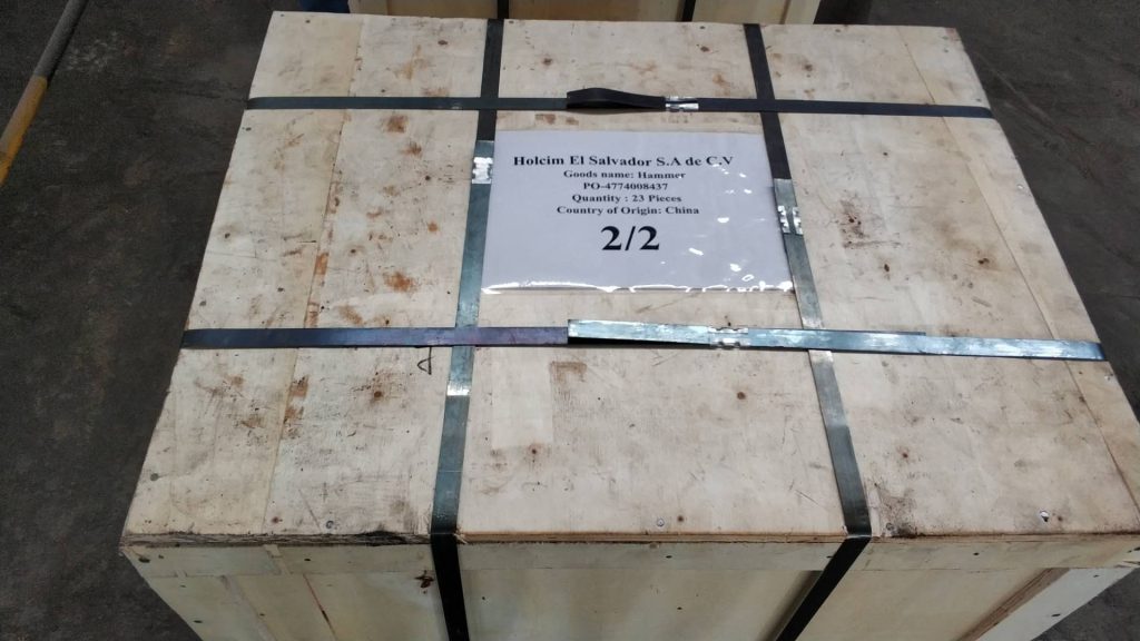Export shipment of 23 PCS hammer heads to Holcim El Salvador in wooden export crate 2 of 2